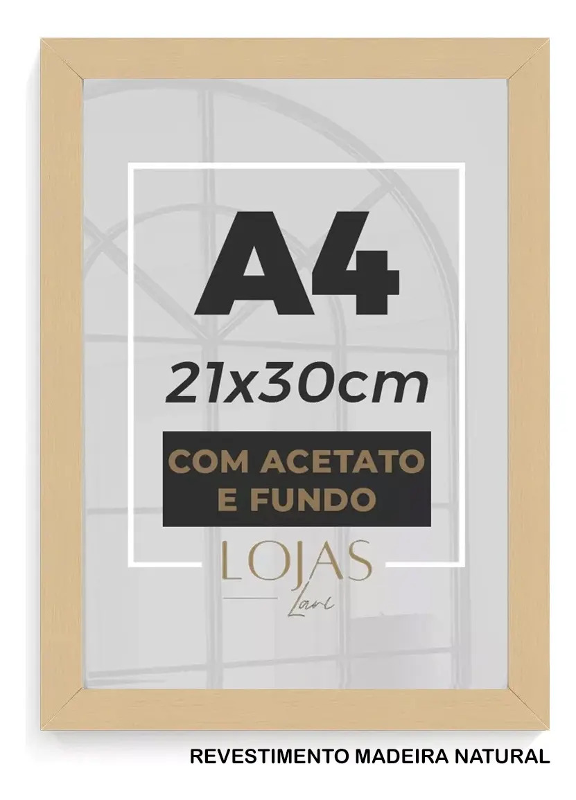 Moldura A4 21x30 Certificado Impressão Fotografia Acetato Cor Pinus Armação Pinus