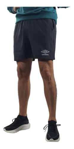 Bermuda Umbro Running Hombre Plana Ar Negro Ras