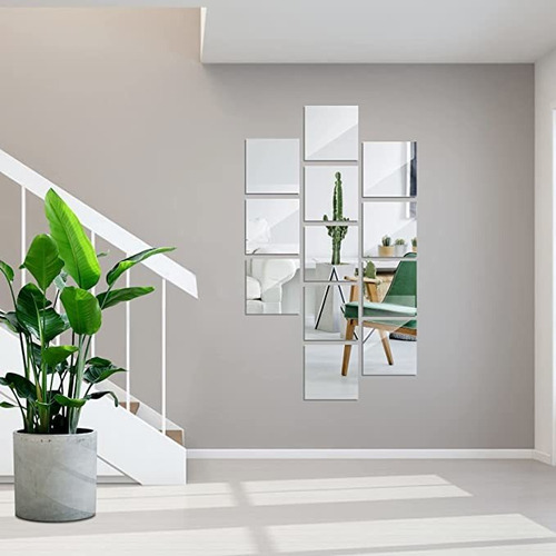 Pegatinas De Pared Cuadradas Con Espejo De 30 X 30 Cm, 20 Un