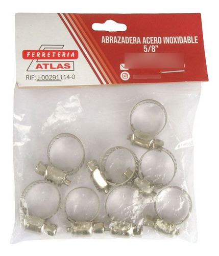 Abrazadera Acero Inoxidable 5/8  16 Mm 8 Bolsa De 8 Piezas