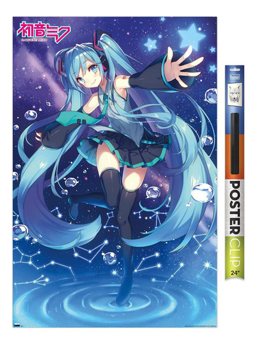Póster De Pared Hatsune Miku 56.6 X 86.4 Cm Con Clip