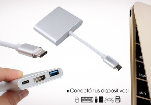 Adaptador Hub 4k Usb C Usb 3.0 Hdmi Compatible Pc Mac 3 En 1