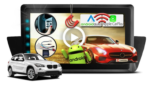 Multimidia Android Câmera Moldur Chicote Canbus Bmw X1 09/15 Cor Preto