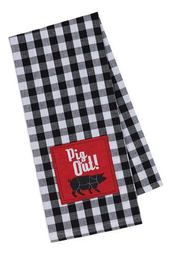 Diseño Importacion Paño Cocina Bbq Pig Out Embellished Negro