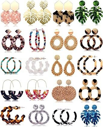 Statement Earrings For Women Girls, Fifata 20 Pairs Mottled