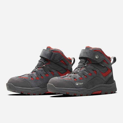 Botín Niño Puelo Cs Hi Velcro Gris Medio/rojo Lippi I25