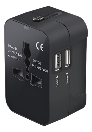 Adaptador De Viaje Universal, Ca Con 2 Puertos Usb Todo En 1