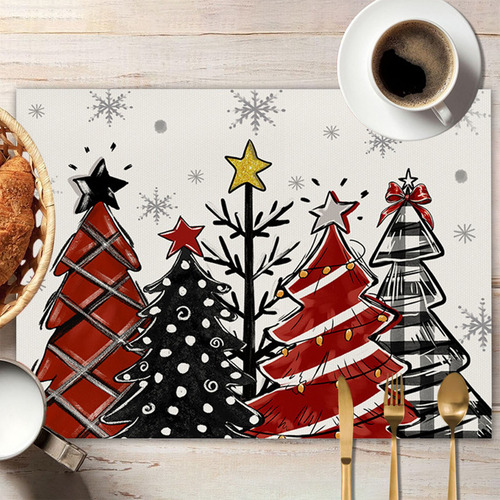 Decoração De Algodão E Jogos Americanos De Linho De Natal Ta