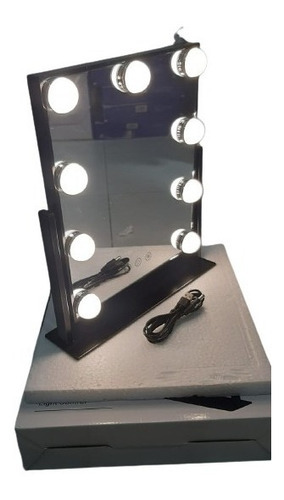Espejo Hollywood Luz Led Cuadrado Usb