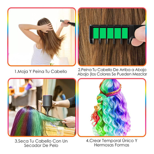 10 Colores Peine De Tiza Para Teñir El Cabello Lavable