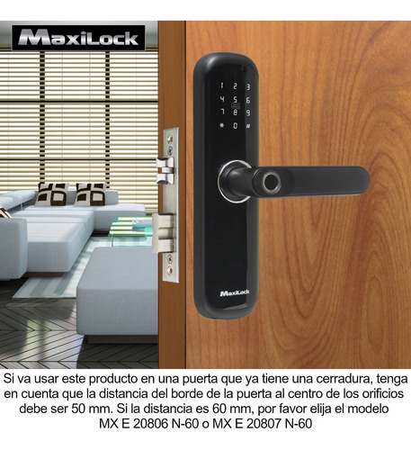 Imagen 2 de 9 de Cerradura Inteligente Maxilock Mxe 20807 - Backset 50