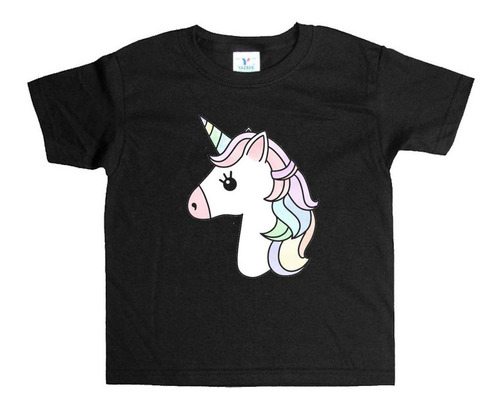 Remera Negra Niños Unicornio R12