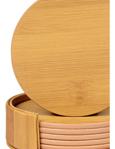 Posavasos De Mármol Con Soporte Juego De 6 Grano De Bambú
