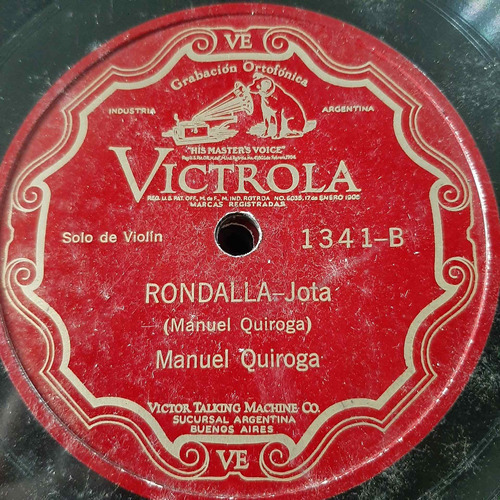 Pasta Manuel Quiroga Solo Violin Victrola C171