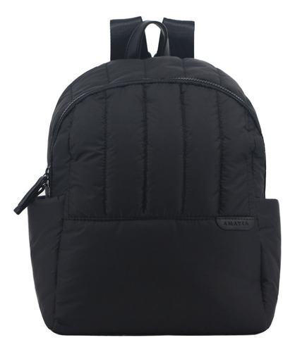 Mochila Nylon Matelasse Amayra Urbana Ofer! Color Negro Diseño De La Tela Liso