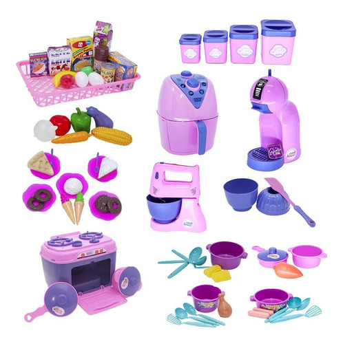 Kit Confeitaria Infantil Eletro Fogão Potes Batedeira 65pç