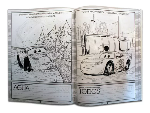 Livro 100 Páginas para Colorir Carros 3 Disney Bicho Esperto