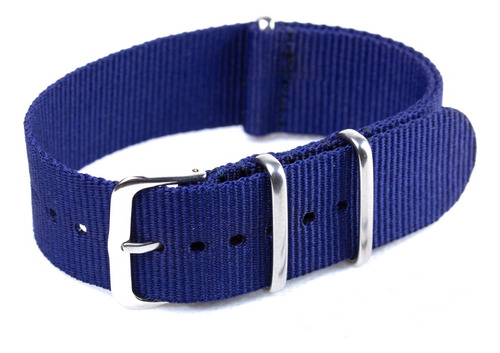 Pulseira Relógio Nato Nylon 24mm Azul Marinho 3 Anéis