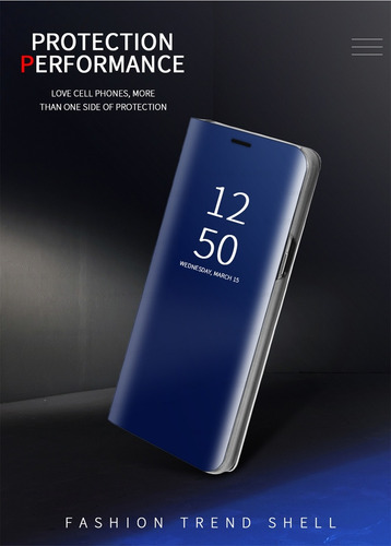 Funda De Piel Con Tapa Smart View Mirror Para Samsung Galaxy S25 Plus S25 Ultra S25 Edge Con Función Atril Magnética