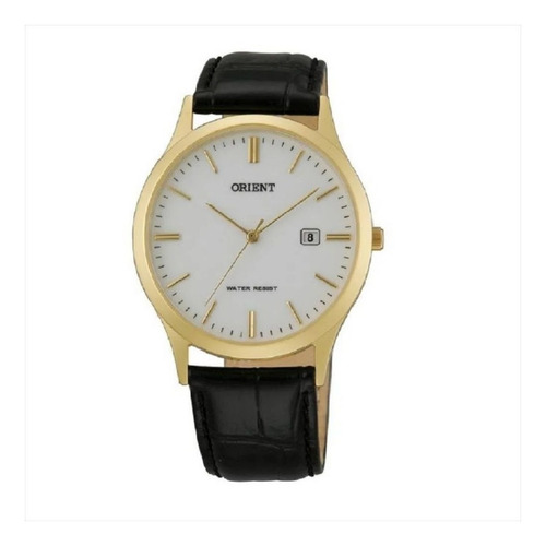 Reloj Hombre Clasico Orient A Pila Dorado Y Negro Funa1001w