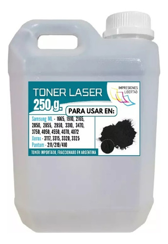 Pote Toner X 250 G. Gramos Samsung, Xerox, Pantum Universal