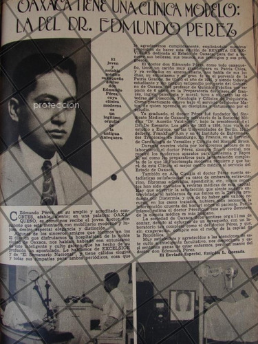 Afiche Antiguo Clinica Del Dr. Edmundo Perez. Oaxaca 1937