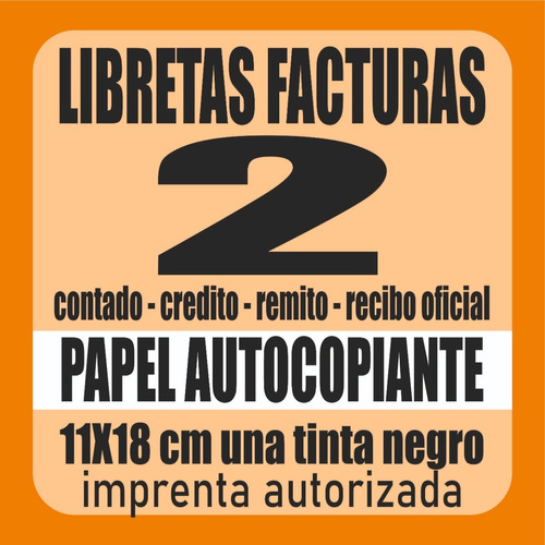 2 Libretas Factura Papel Autocopiante