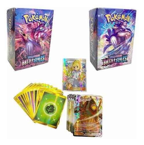 100 Cartas Pokemon Brillantes (88 Vmax, 11 Energias Y 1 Ent)