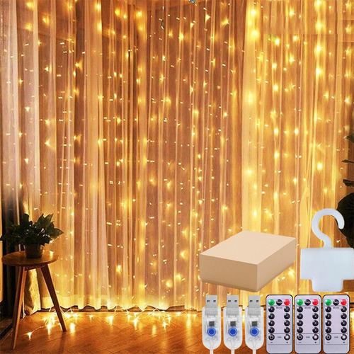 3 Pack,cortinas Luces Led,fiesta Navidad,usb 8 Modelo,3x3m