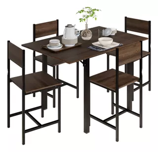 Comedor 4 Sillas Antecomedor 4 Personas Color Nogal Mubson