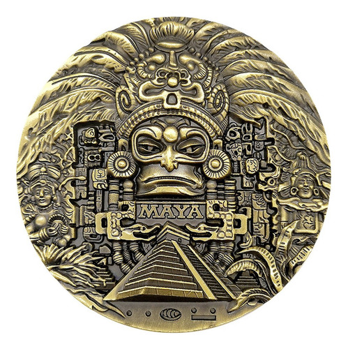 Moneda Con Medallón De Bronce De La Profecía Maya De 80 Mm D