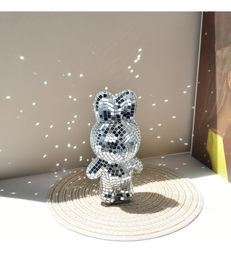 Cute Bunny Disco Ball Estátuas De Coelhinho Refletivo Em Pra