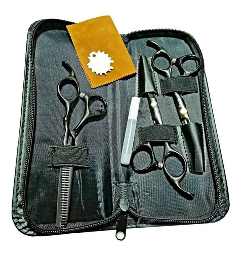 Kit X3 Tijeras Profesionales Cabello Lisa Entresaca +estuche