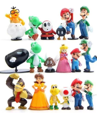 Paquete De 18 Figuras De Accion De Mario Toys Bros Super Mar