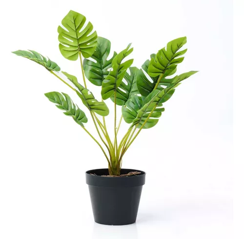 Planta Artificial Monstera con Maceta Decorativa de 21 Hojas Ø16x100 cm  Verde