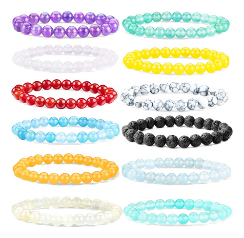 Forby 12pcs 8mm Pulsera De Cristal Bulk & Healing Crystal Pu