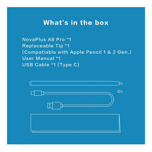 Novaplus A8 Pro iPad Stylus, Modos De Carga Dual Y Tipo C, Y