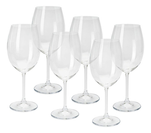 6 Taças De Vinho Tinto/branco Bohemia Cristal Titanium 450ml Cor Transparente