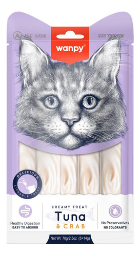 Wanpy Creamy Atun Y Cangrejo Para Gatos - 5 Tubos