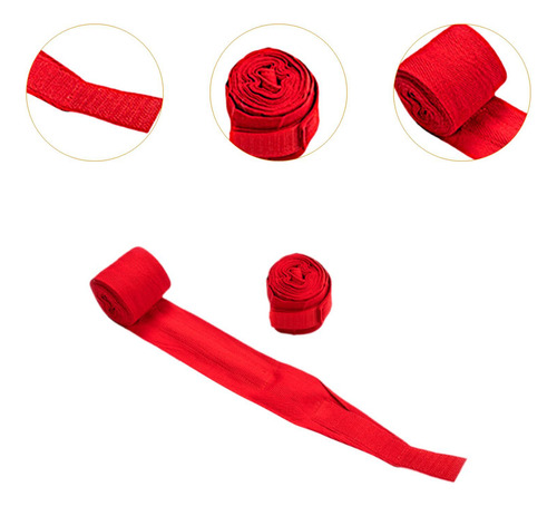 2 Piezas Boxeo Wraps De Mano Soporte De Muñeca 3m Rojo