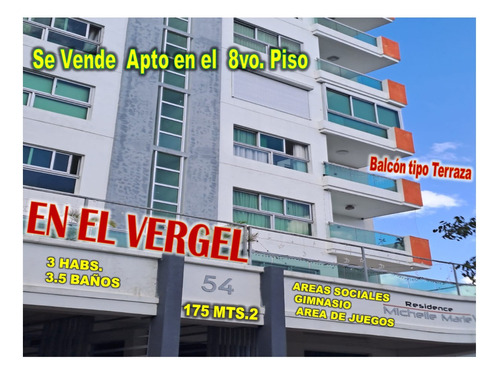 Vendo Exclusivo Apto Amueblado Y Rebajado En El Vergel,  3 Habs., 175 Mts.2, Balcón,  8vo Piso, Torre Michell Marie V