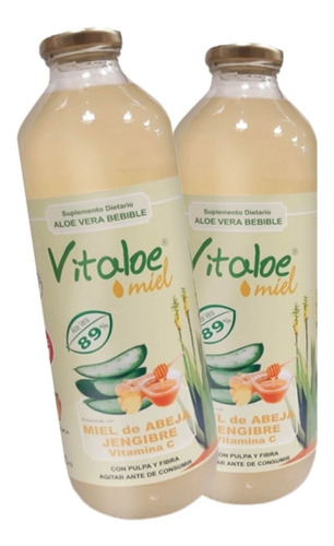 Aloe Vera Miel Bebible Suplementos Vitaloe 950cc Sin Tacc X2