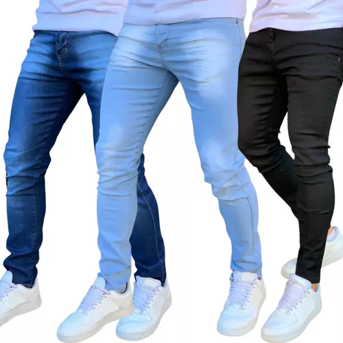 Kit 3 Calças Jeans Masculina Slim Com Lycra