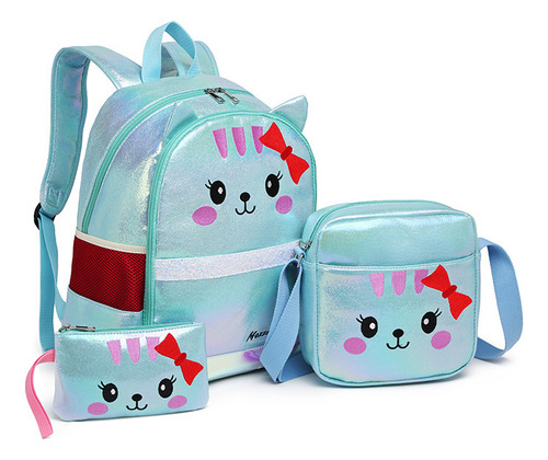 Mochila Con Lentejuelas Gato Para Niñas De Escuela Primaria