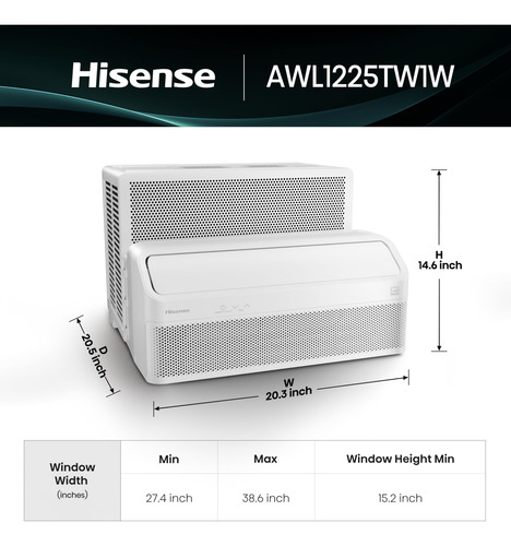 Hisense Awl1225tw1w Aire Acondicionado De Ventana 12000 Btu