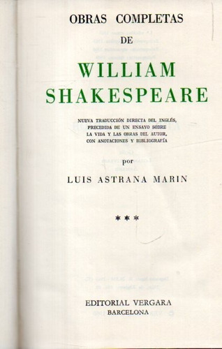Obras Completas Shakespeare 3 Tomos Vergara