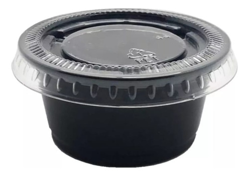 Vaso Souffle 2oz Negro Con Tapa Incluida - 2,500 Juegos