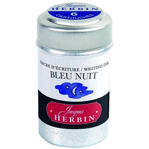 Cartucho Para Caneta Tinteiro Herbin Bleu Nuit 6 Unidades