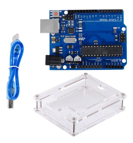 Uno R3 Dip Tecneu Compatible Ide Arduino + Caja Protectora