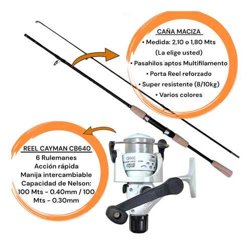 Imagen 2 de 8 de Kit Combo Equipo Completo Pesca Caña Reel Caja Y Accesorios